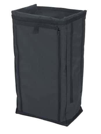 Schwarzer Abfallbeutel für Reinigungswagen Schwarzer Abfallentsorgungsbeutel für Reinigungswagen mit vorderer Reißverschlussöffnung für professionelle Facility-Management-Aufgaben