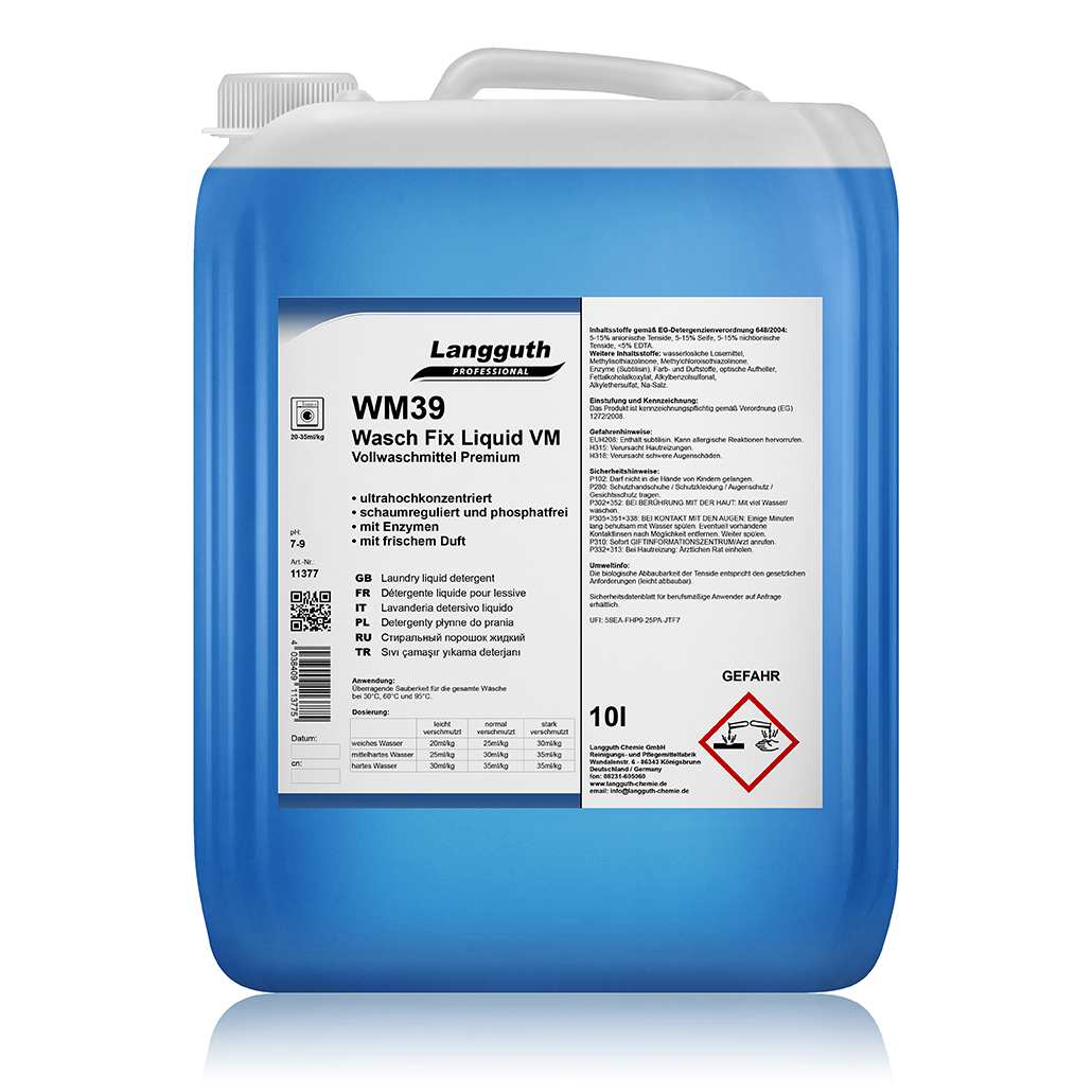 WM39 Wasch Fix Liquid VM 10 l Flüssiges Vollwaschmittel Premium