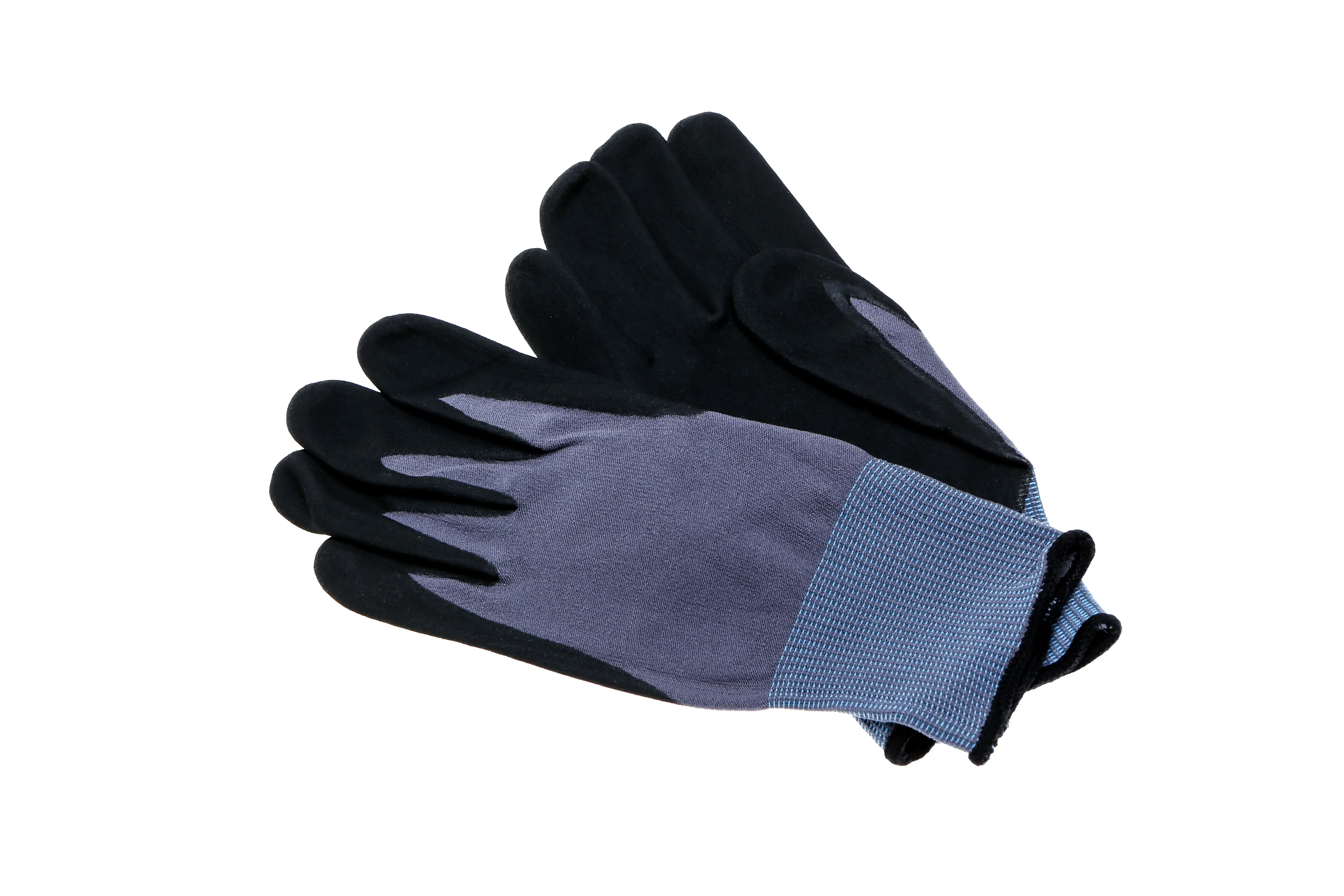 Professionelle Arbeitshandschuhe Paar schwarze und graue Arbeitshandschuhe mit strukturierter Strickmanschette für professionelle Reinigungs- und Industrieanwendungen