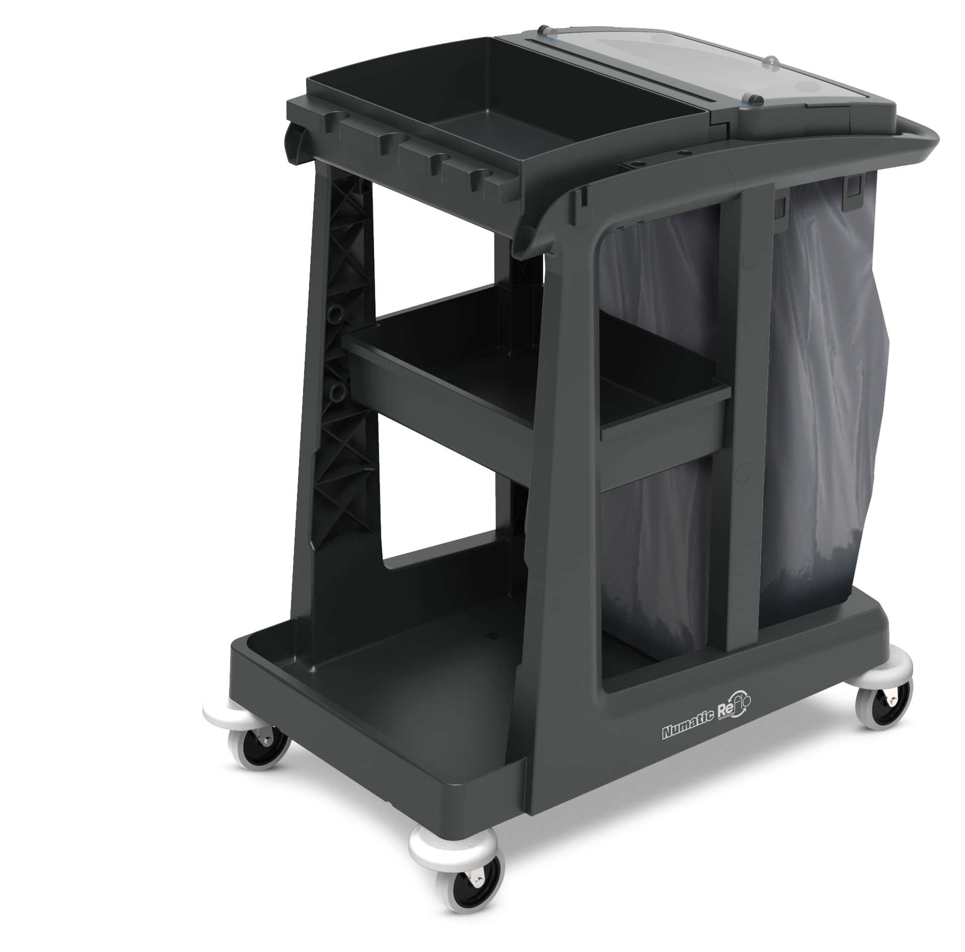 Numatic Ecomatic EM 1 Reinigungswagen Numatic Ecomatic EM 1 Reinigungswagen mit zwei Behältern und Ablagefächern