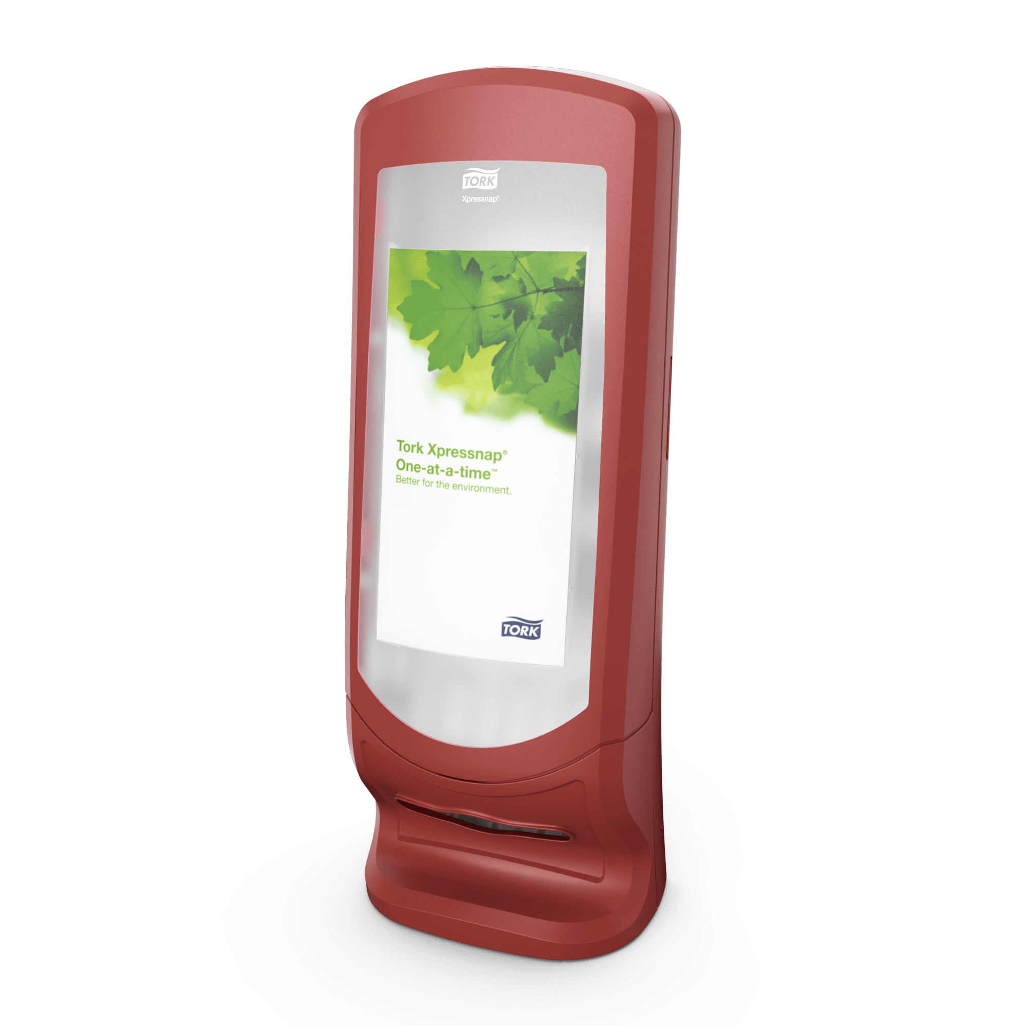 Tork Xpressnap Wandspender in Rot Tork Xpressnap® Wandspender in Rot mit Blattdesign.