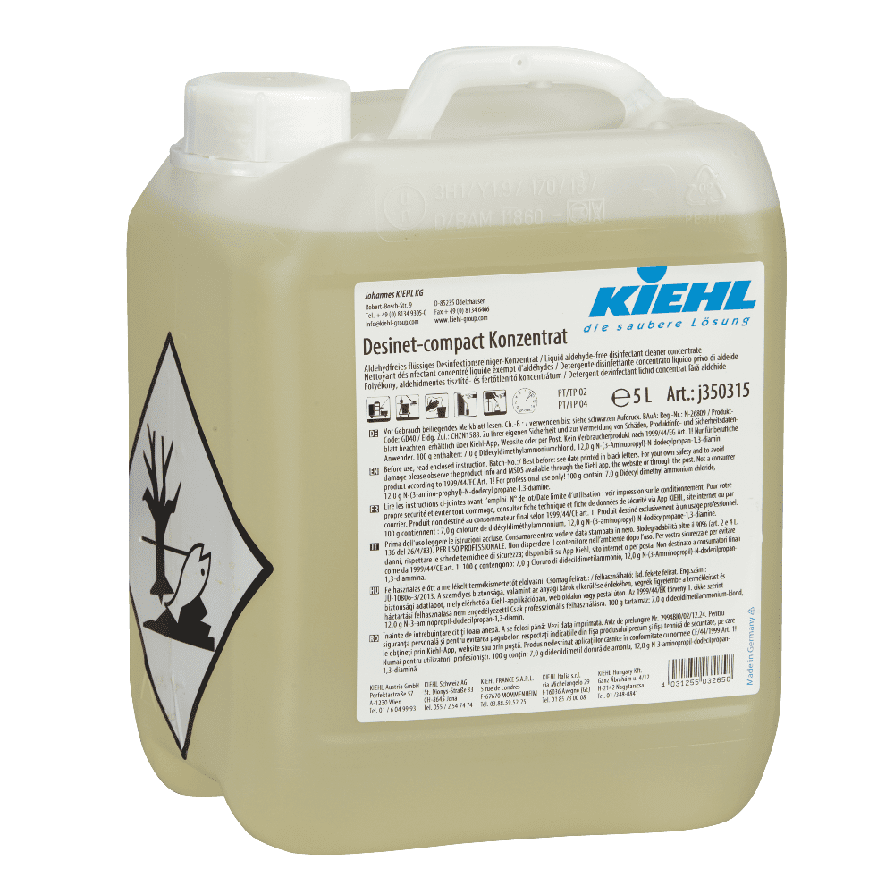 Kiehl Desinet Compact Desinfektionskonzentrat 5L Kiehl Desinet Kompakt-Desinfektionskonzentrat im 5-Liter-Kanister für die professionelle Oberflächen- und Bodenreinigung