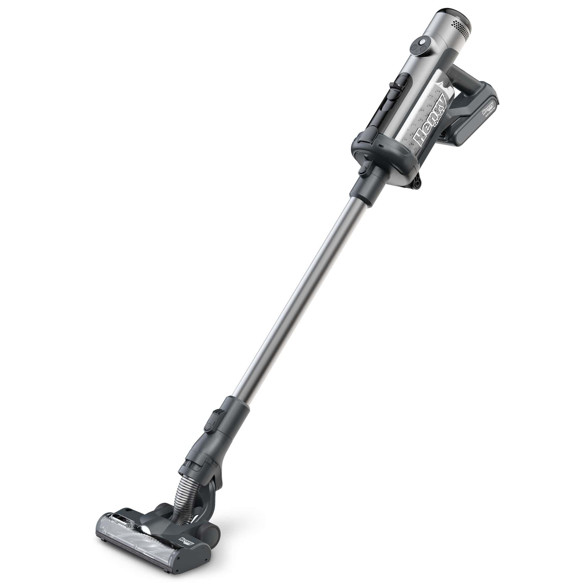 Numatic Henry Quick Akku-Staubsauger mit grauem Gehäuse, Saugrohr und Bodendüse für die professionelle Gebäudereinigung Numatic Henry Quick Akku-Staubsauger mit grauem Gehäuse, Saugrohr und Bodendüse für die professionelle Gebäudereinigung