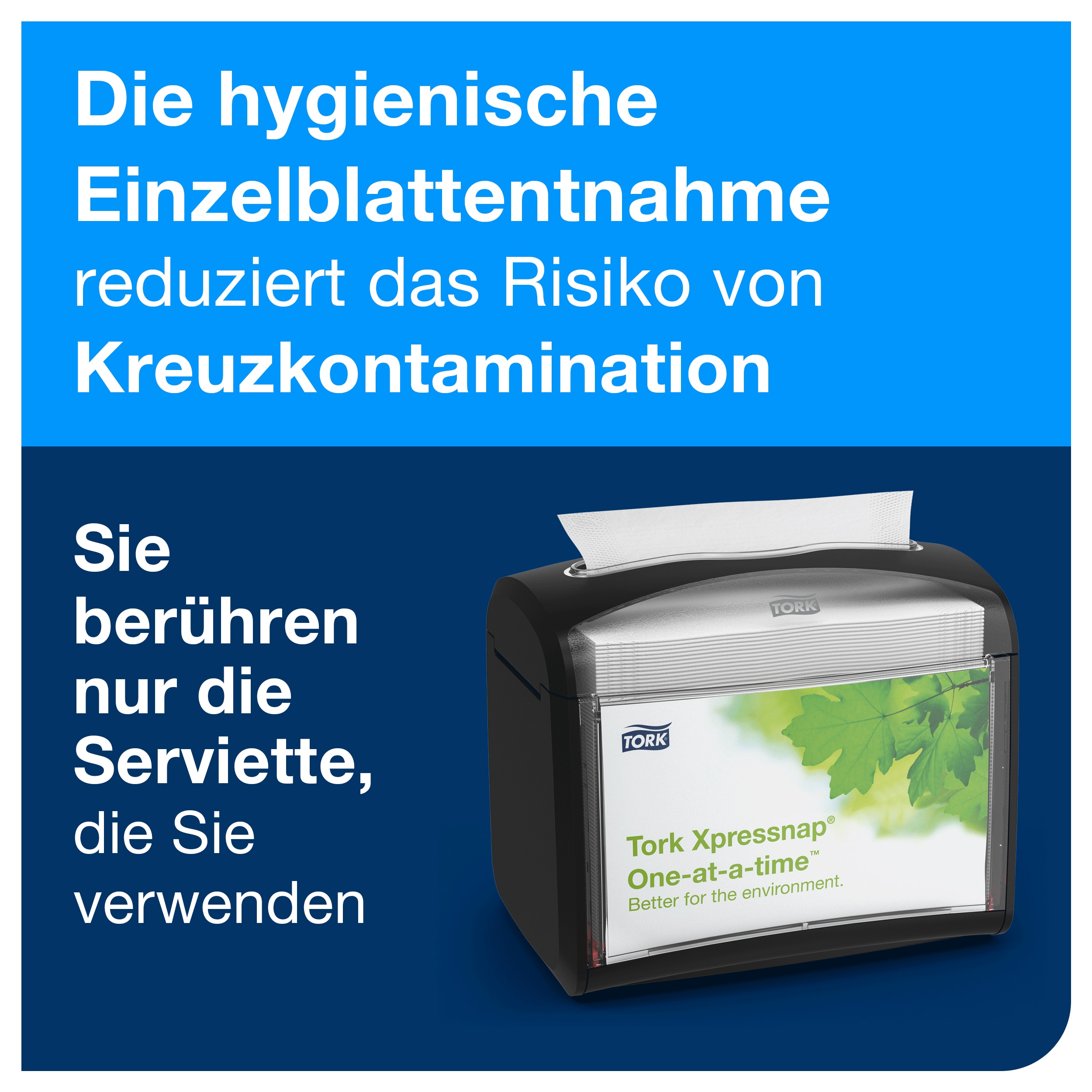 Tork Xpressnap Serviettenspender Tork Xpressnap Serviettenspender mit schwarzem Gehäuse und Einzelblatt-Ausgabemechanismus für hygienische Gastronomiebereiche