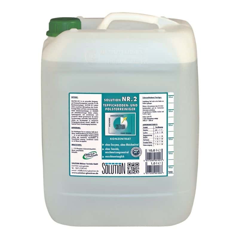 Lösung Nr. 2 Teppich- und Polsterreiniger Lösung Nr. 2 Teppich- und Polsterreiniger im 10-Liter-Kanister mit Etikett