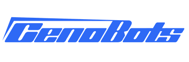 GenoBots-Logo GenoBots-Logo in Blau mit stilisiertem Schriftzug.