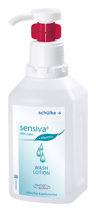 Schülke sensiva hautpflege Waschlotion im Spender mit rotem hyclick System für professionelle Händereinigung Schülke sensiva hautpflege Waschlotion im Spender mit rotem hyclick System für professionelle Händereinigung