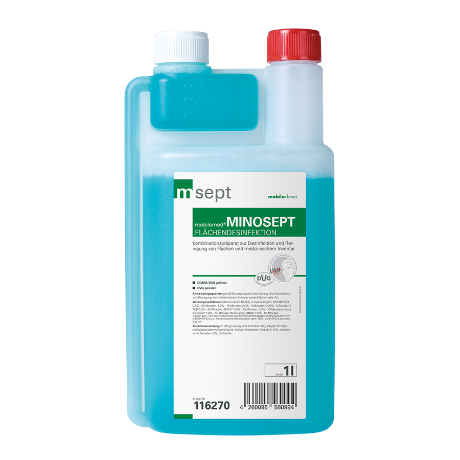 mobilomed® Minosept flüssiges Konzentrat zur Flächendesinfektion und Reinigung