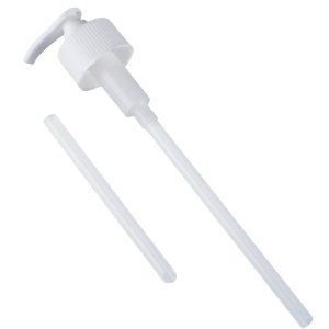 Weiße Dosierpumpe für 500/1000 ml Flaschen mit langer Düse.