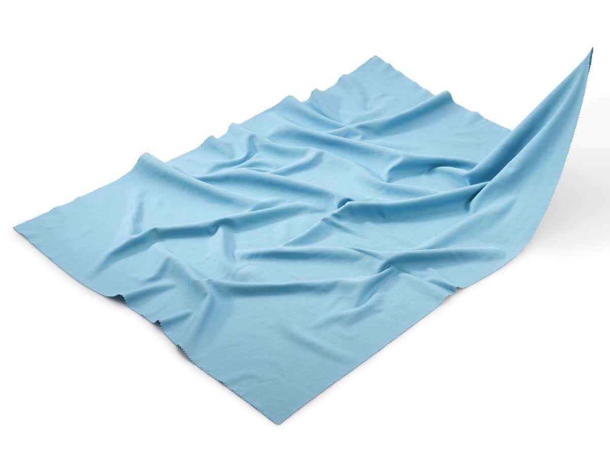 Mikrofasertuch in Hellblau Hellblaues, flach ausgelegtes Mikrofasertuch mit weicher Textur
