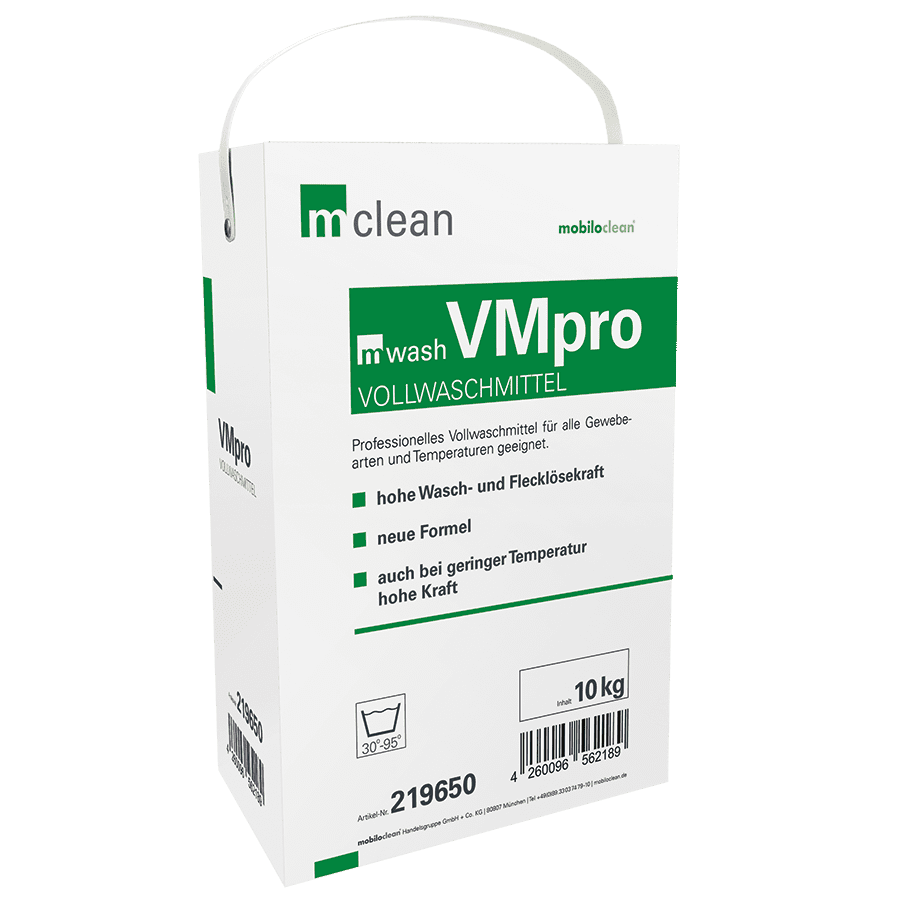 M Clean VMpro Vollwaschmittel 10 kg Kanister für professionelle Gebäudereinigung mit hoher Waschkraft und Flecklösekraft. M Clean VMpro Vollwaschmittel 10 kg Kanister für professionelle Gebäudereinigung mit hoher Waschkraft und Flecklösekraft.