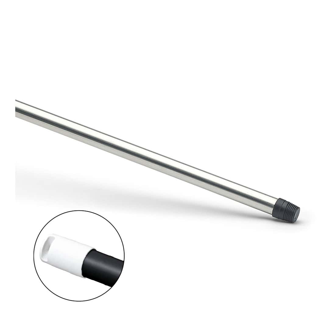 Reinigungsstab aus Aluminium mit Gewindeende Reinigungsstab aus Aluminium mit Gewindeende und schwarzem Griffdetail.