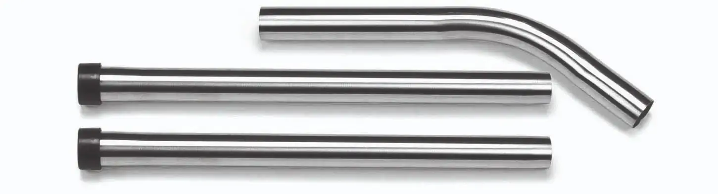 Vakuum-Saugrohr-Set aus Edelstahl Staubsauger-Saugrohrset aus Edelstahl mit zwei geraden Verlängerungen und einem gebogenen Griff für die Bodenreinigung