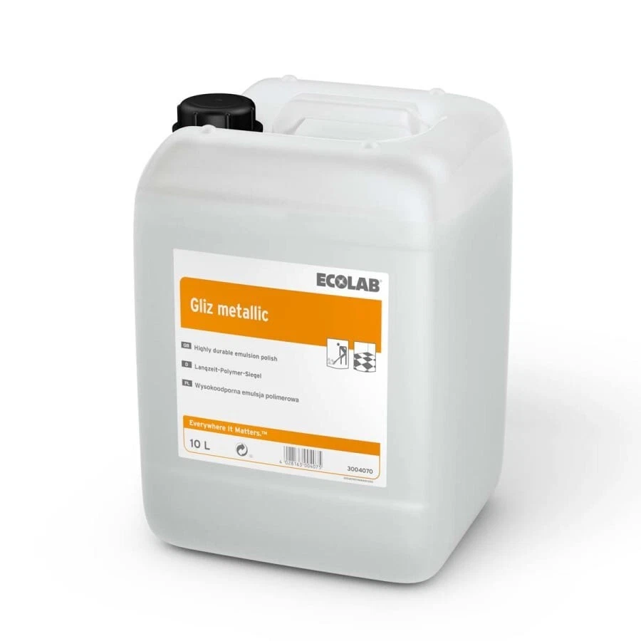Ecolab Gliz metallic im 10-L-Kanister für professionelle Bodenpflege und Hochglanzpolitur Ecolab Gliz metallic im 10-L-Kanister für professionelle Bodenpflege und Hochglanzpolitur