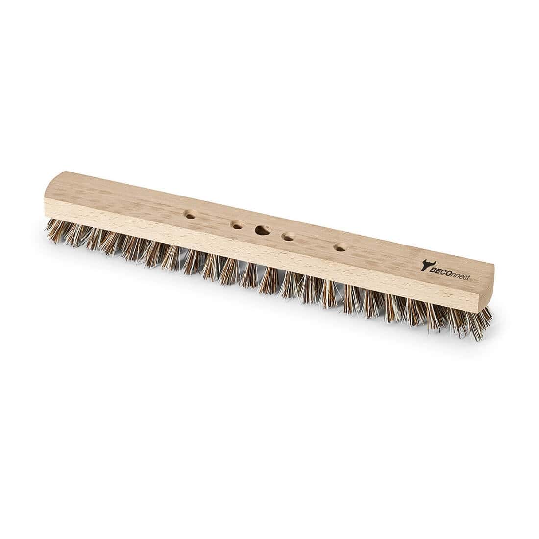 BECONNECT Besenkopf aus Holz BECONNECT Besenkopf aus Holz mit steifen Borsten und Befestigungslöchern für die professionelle Bodenreinigung im gewerblichen Bereich