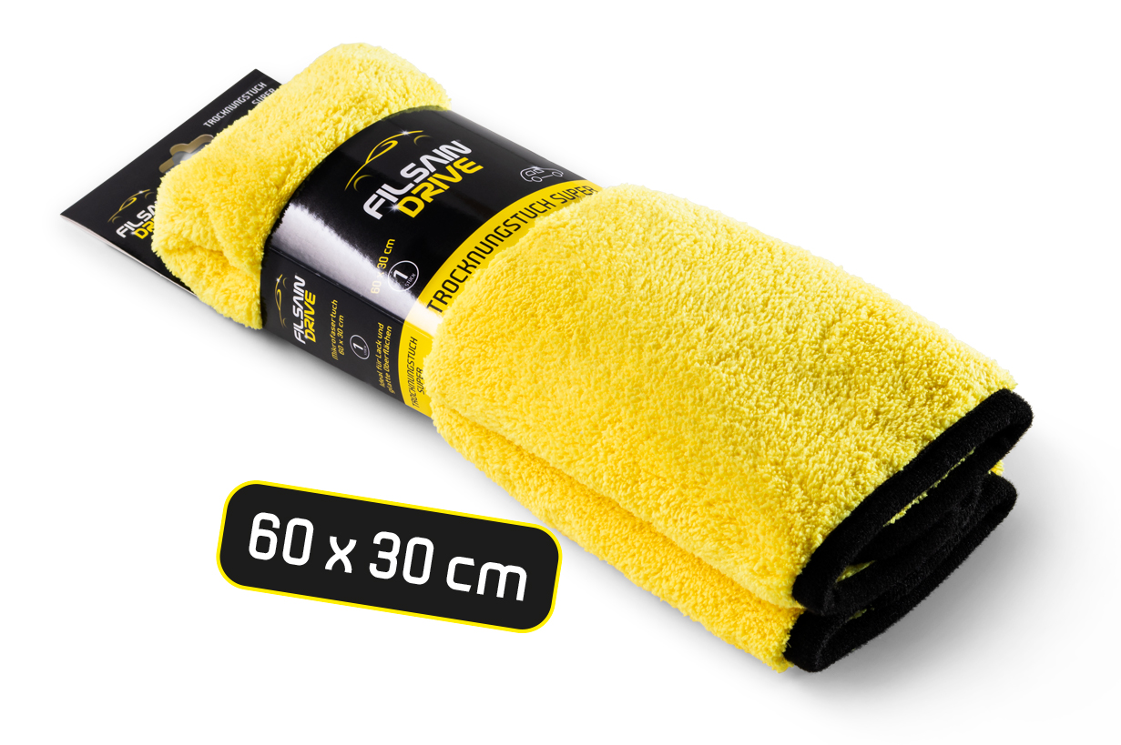 FILSAIN DRIVE Trocknungstuch Super in Gelb-Schwarz, 60x30 cm, für die professionelle Fahrzeugreinigung