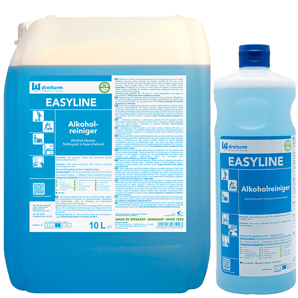 Dreiturm Easyline Alkoholreiniger-Set Dreiturm Easyline Alkoholreiniger im 10-Liter-Kanister und passender Flasche für professionelle Bodenreinigungsaufgaben