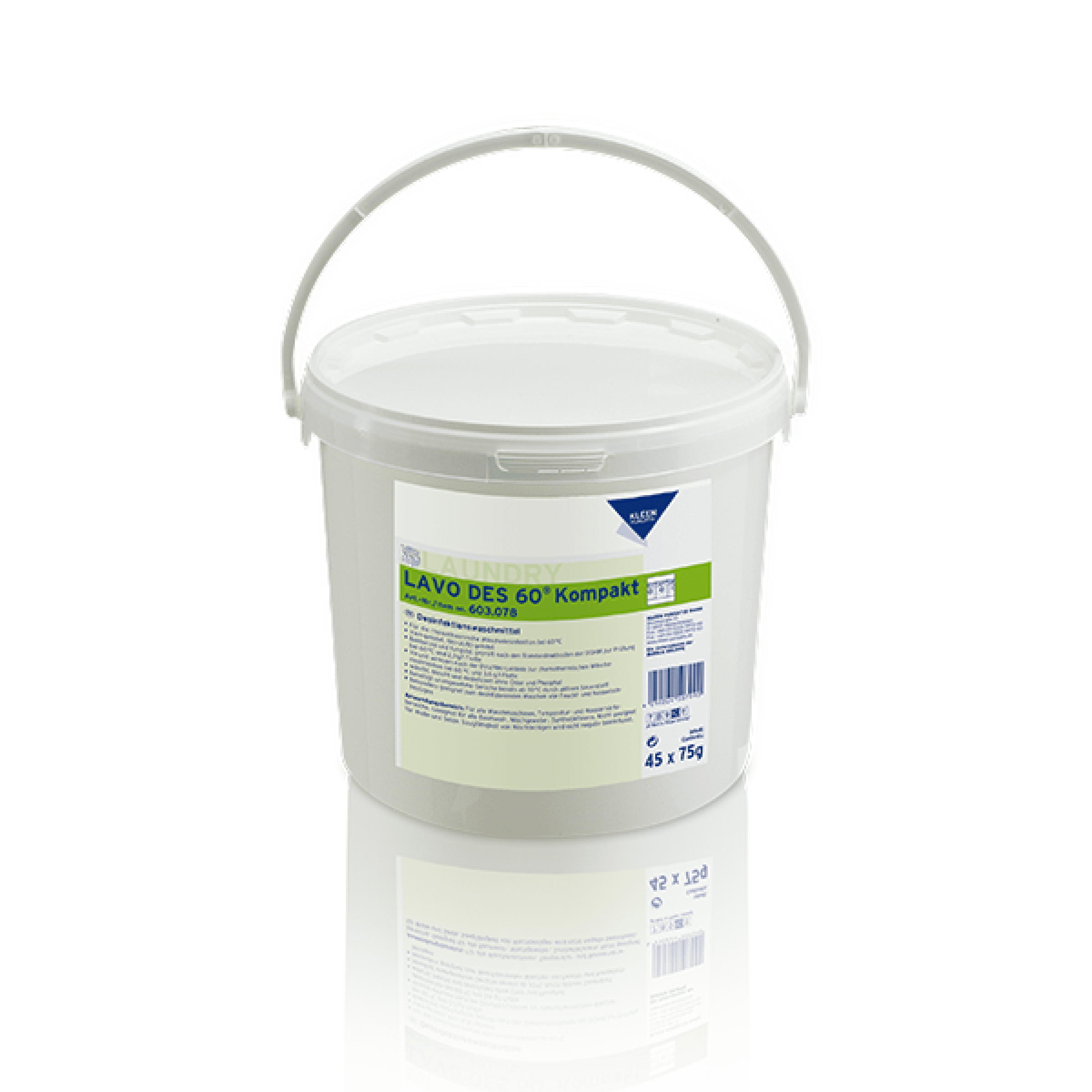 Lavo Des 60° Kompakt Reinigungsprodukt Lavo Des 60° Kompakt in einem weißen Eimer mit Produktetikett.