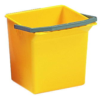 TTS Cleaning gelber rechteckiger 6-Liter-Eimer für die manuelle Reinigung mit grauem Griff