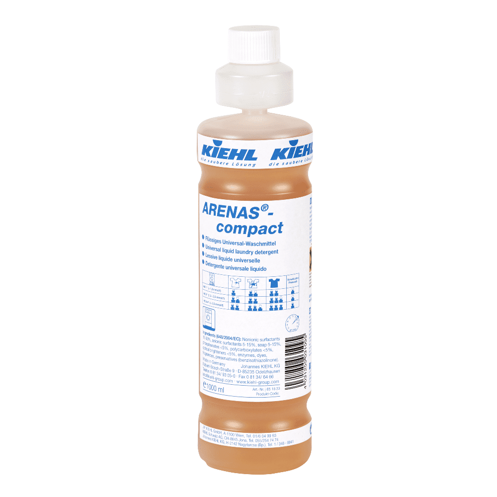 Kiehl Arenas Compact Flüssigwaschmittel Kiehl Arenas Kompaktes Universal-Flüssigwaschmittel in der 1000-ml-Dosierflasche für die professionelle Textilreinigung