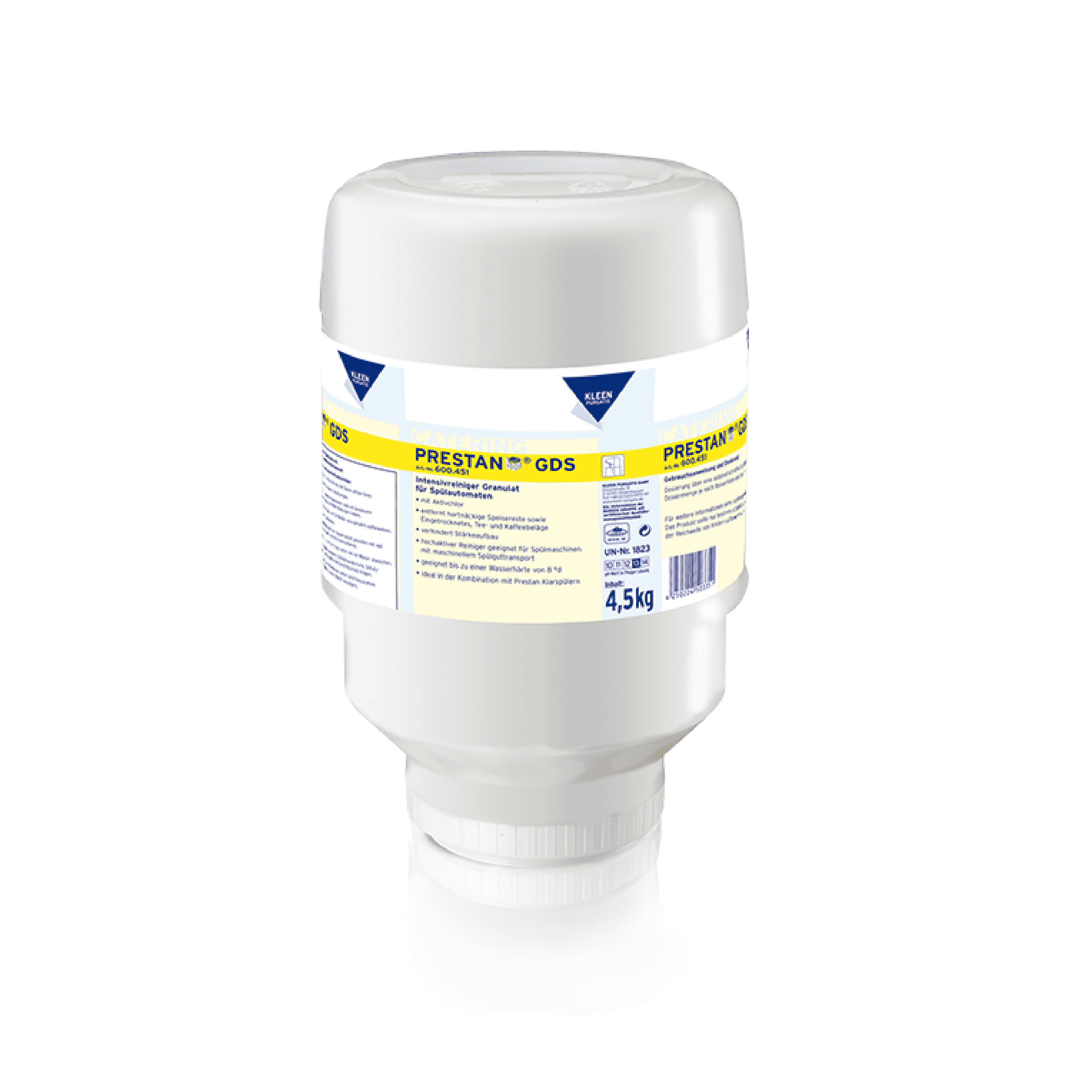Kleen Purgatis Prestan GDS Intensivreiniger-Granulat Kleen Purgatis Prestan GDS Intensivreiniger-Granulat in der 4,5-kg-Dosierflasche für professionelle Geschirrspülmaschinen
