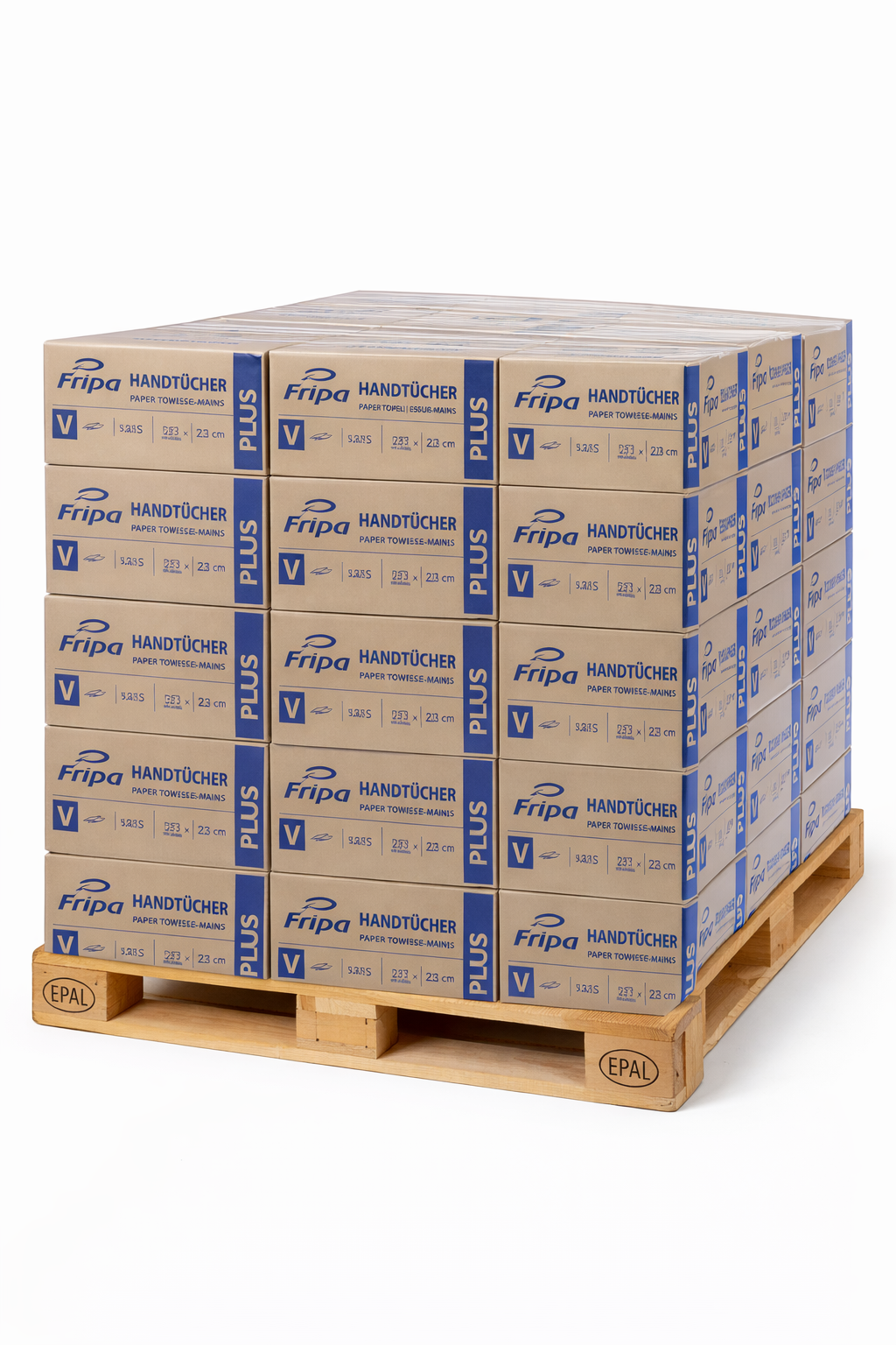 Papierhandtücher 1-lagig V-Falz natur Light – Palette (28 Karton)