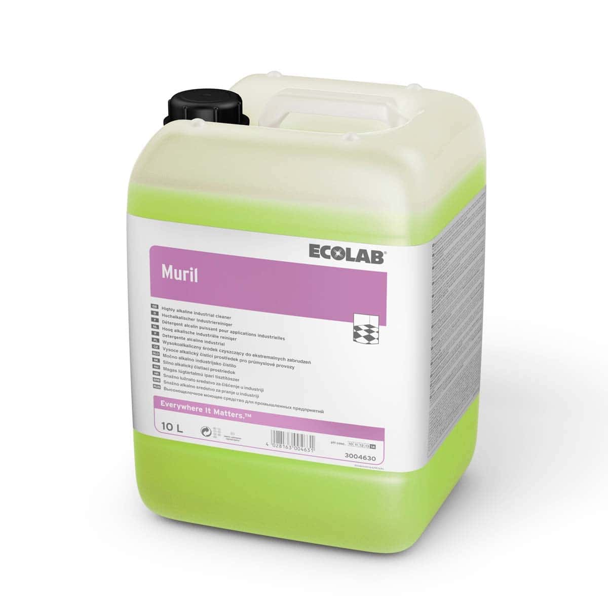 Ecolab Muril Industriereiniger im 10-Liter-Kanister mit grün-weißem Etikett für professionelle Industriereinigung Ecolab Muril Industriereiniger im 10-Liter-Kanister mit grün-weißem Etikett für professionelle Industriereinigung