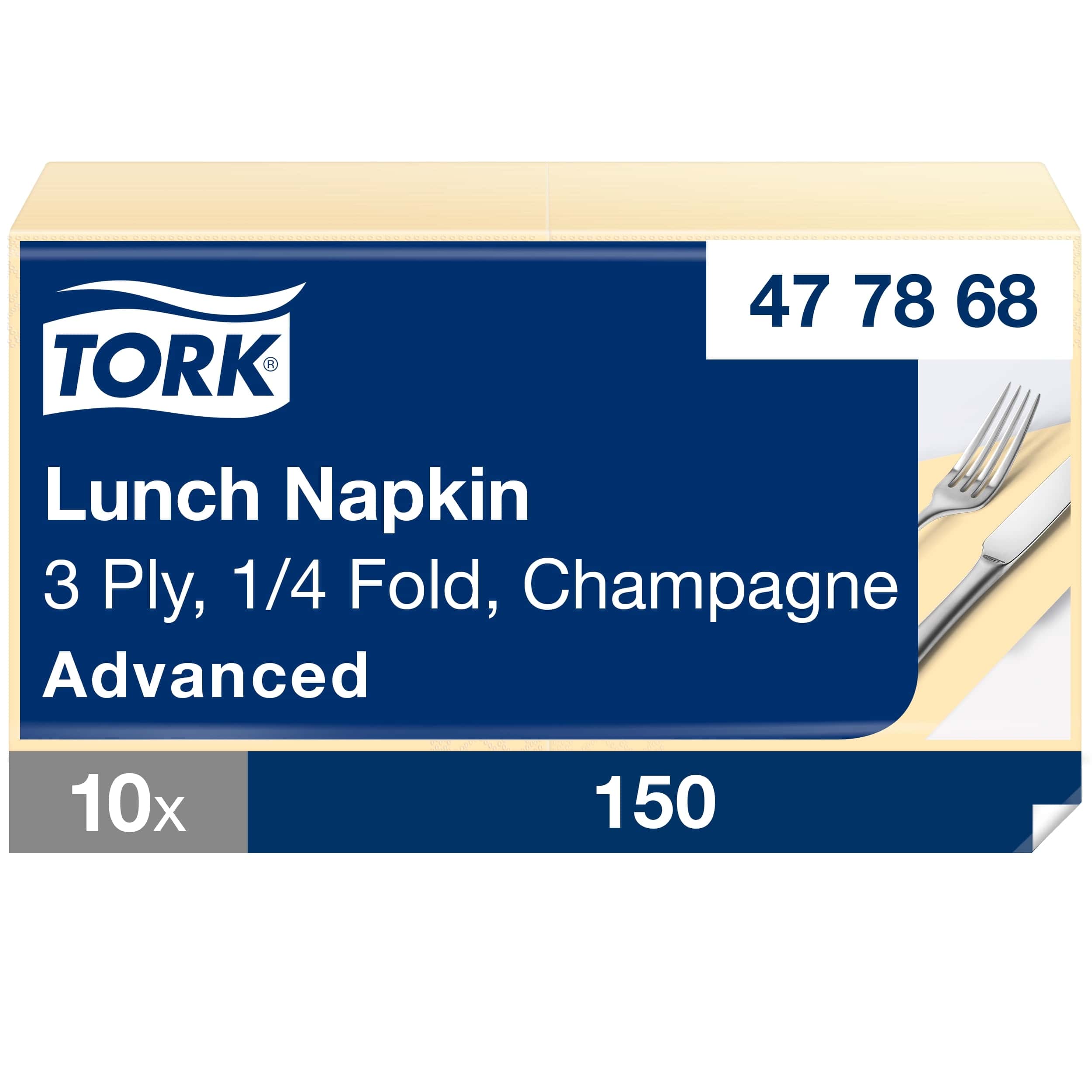 Tork Lunchserviette in Champagnerfarbe, 3-lagig, 1/4 gefaltet, für Gastronomie und Veranstaltungen Tork Lunchserviette in Champagnerfarbe, 3-lagig, 1/4 gefaltet, für Gastronomie und Veranstaltungen