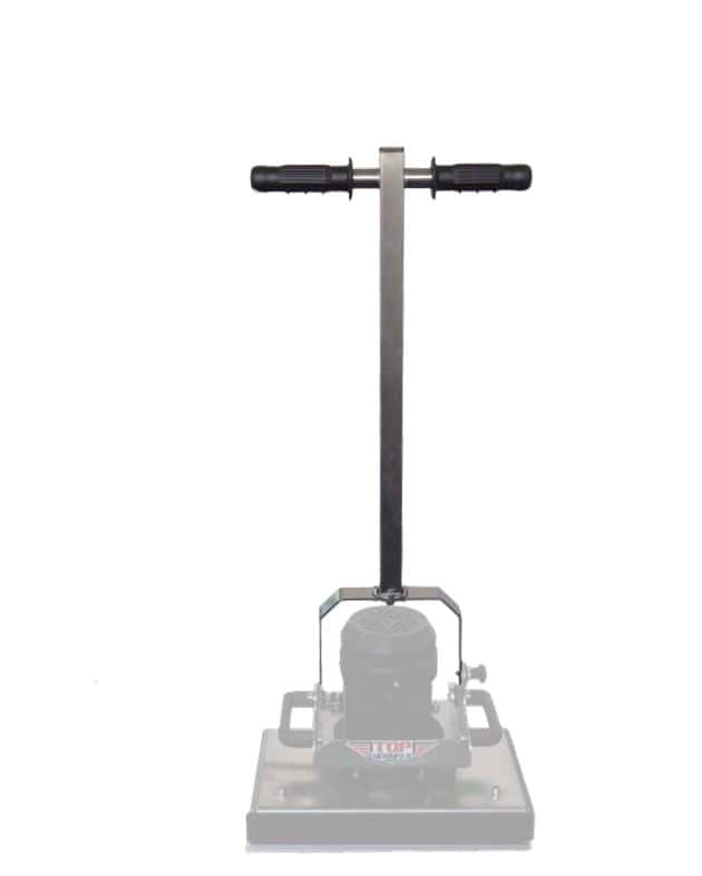 Einscheibenmaschine für die professionelle Bodenreinigung Einscheibenmaschine mit langem Metallstiel und schwarzen Gummigriffen für die professionelle Bodenreinigung im gewerblichen Bereich