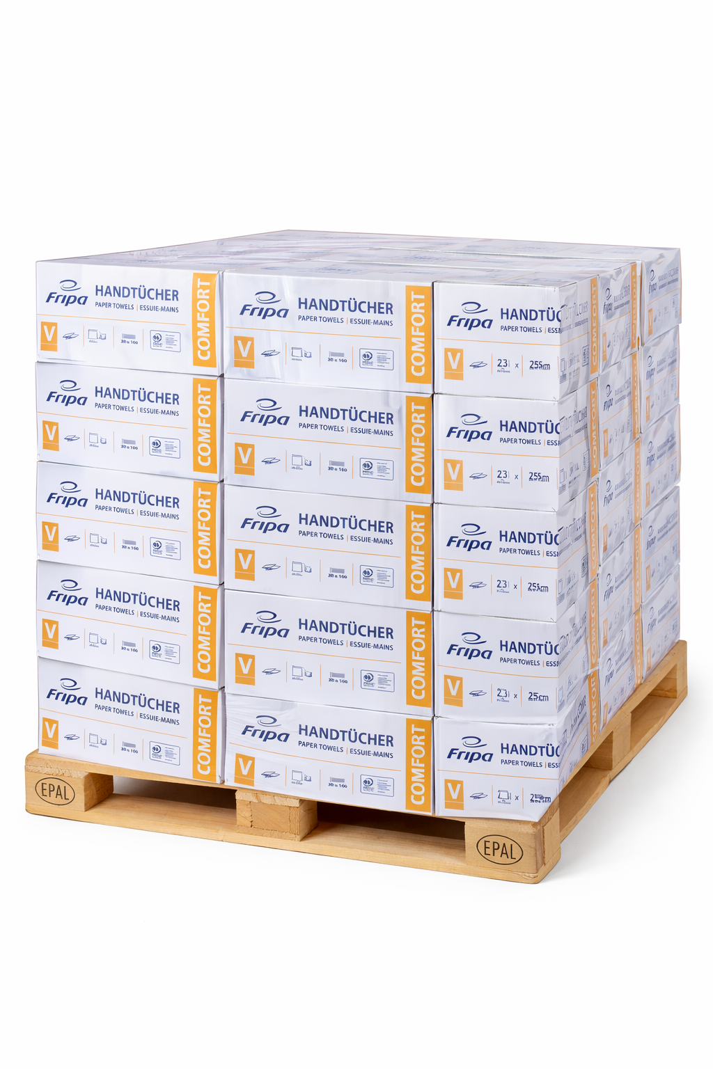 Papierhandtücher 2-lagig V-Falz hochweiß – Palette (28 Karton)
