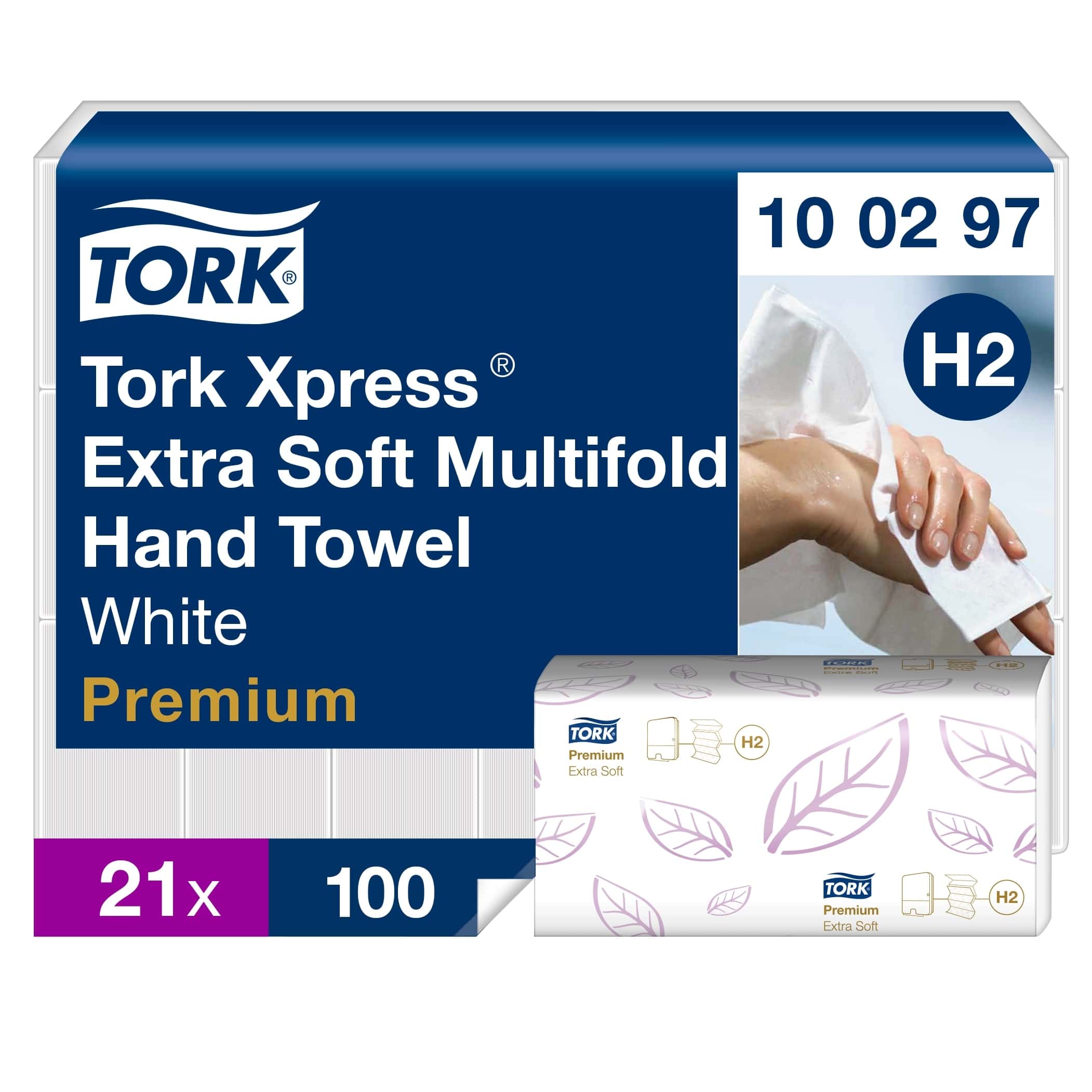 Tork Xpress Extra Soft Multifold Handtuch, weiß, Premium-Qualität, 21x100 Blatt für den professionellen Einsatz Tork Xpress Extra Soft Multifold Handtuch, weiß, Premium-Qualität, 21x100 Blatt für den professionellen Einsatz