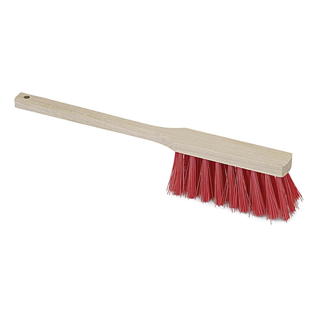 Professionelle Reinigungsbürste mit Holzgriff Reinigungsbürste mit langem Holzstiel und steifen roten Synthetikborsten für die professionelle manuelle Oberflächenreinigung