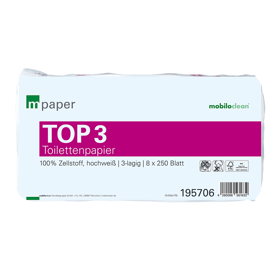 mpaper Toilettenpapier Top³ Großpackung 72 Rollen