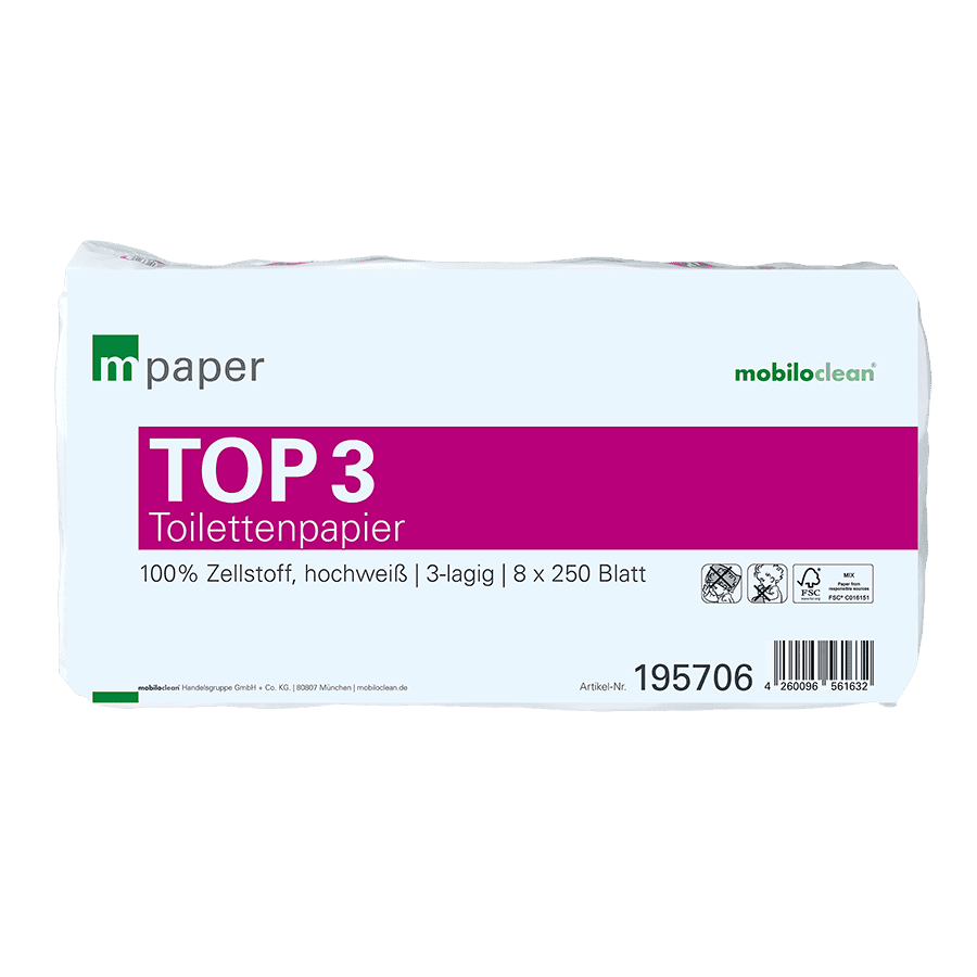 mPaper Top 3 Toilettenpapierverpackungen mPaper Top 3 Toilettenpapierverpackung mit sichtbaren Produktdetails