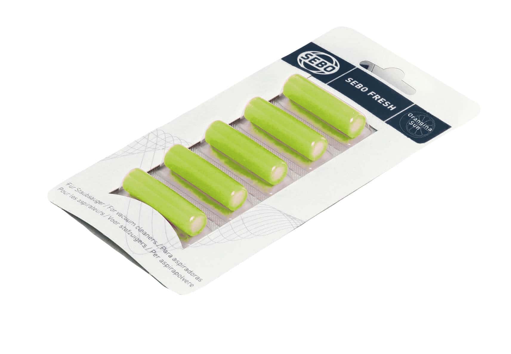 SEBO Fresh Staubsauger-Duftstäbchen SEBO Fresh Duftstäbchen im Blister mit fünf hellgrünen Stäbchen zur Verwendung im Staubsauger für frische Luft