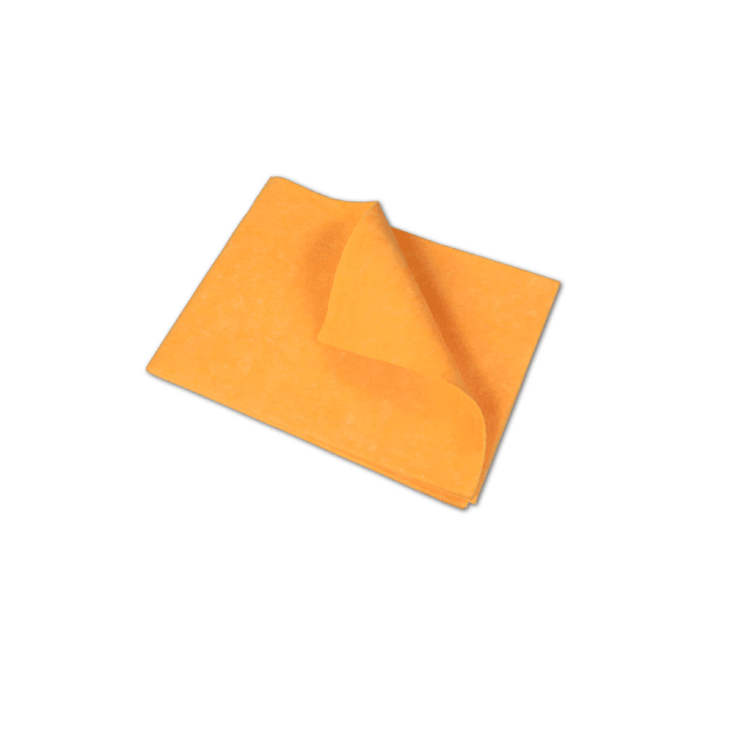Orangefarbenes Mikrofaser-Reinigungstuch Gefaltetes orangefarbenes Mikrofaser-Reinigungstuch für die professionelle Oberflächenreinigung und Entstaubung in der gewerblichen Gebäudewartung