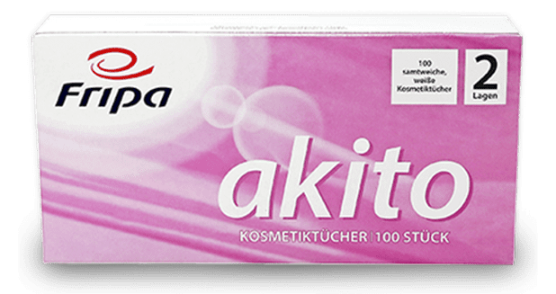Fripa akito Kosmetiktücher Box, 100 Stück, 2 Lagen, rosa Verpackung mit weißer Schrift Fripa akito Kosmetiktücher Box, 100 Stück, 2 Lagen, rosa Verpackung mit weißer Schrift