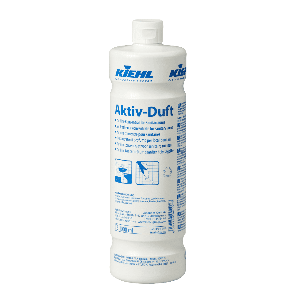 Kiehl Aktiv-Duft 1 L Desinfektionsparfümkonzentrat Kiehl Aktiv-Duft 1 l Flasche für den Sanitärbereich mit Klarsichtetikett.