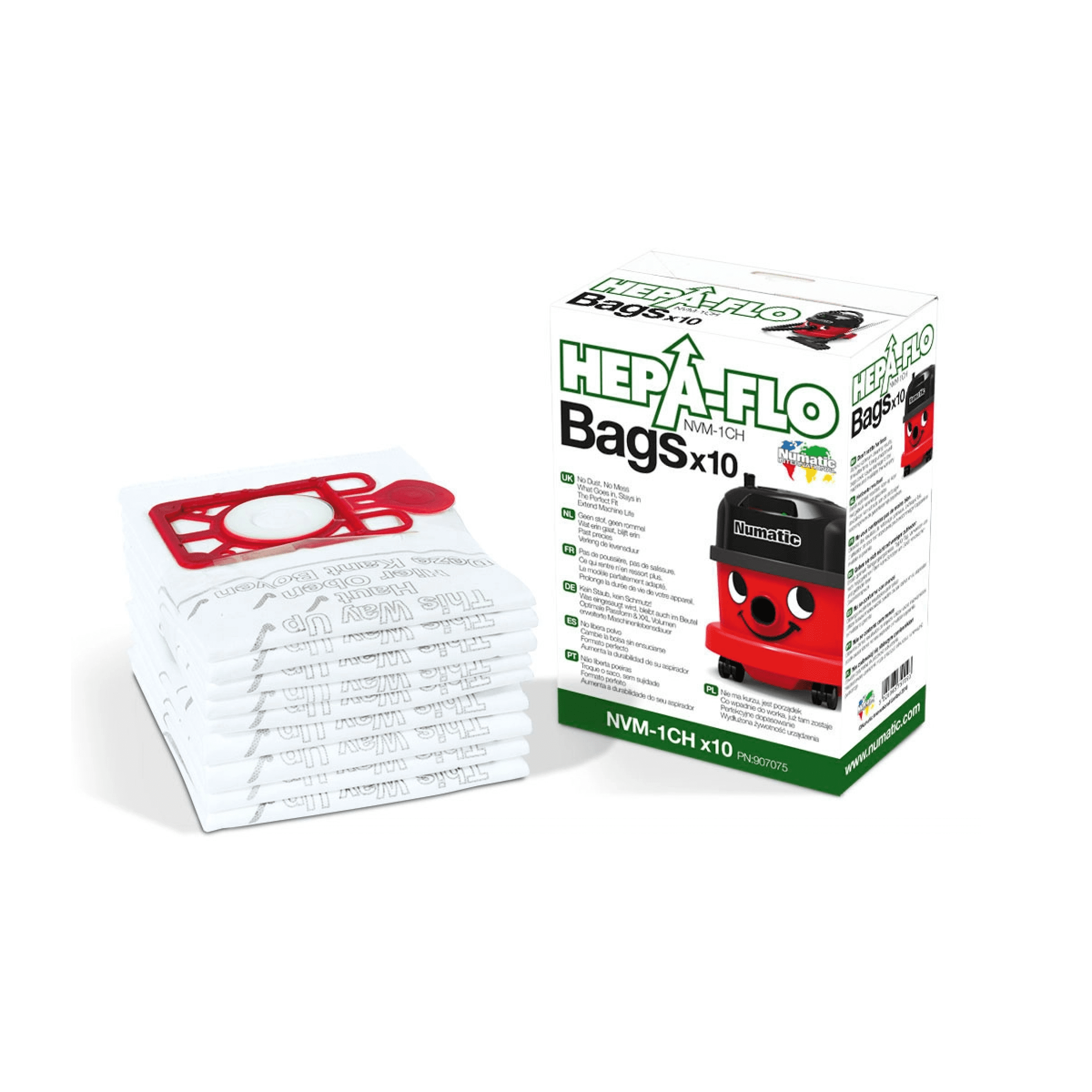 Numatic Hepa-Flo Staubsaugerbeutel NVM-1CH im 10er-Pack mit Kartonverpackung für professionelle Staubsauger Numatic Hepa-Flo Staubsaugerbeutel NVM-1CH im 10er-Pack mit Kartonverpackung für professionelle Staubsauger
