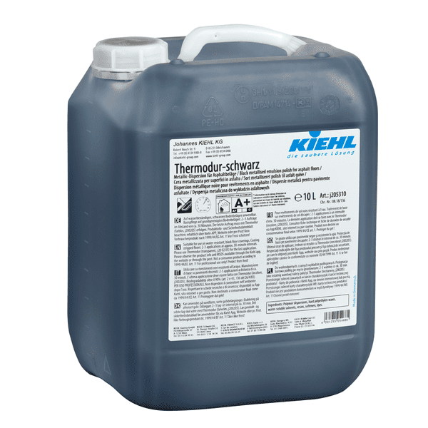 Kiehl Thermodur Schwarz Bodenpolitur 10 Liter Kanister Kiehl Thermodur Schwarz-Bodenpolitur im 10-Liter-Kanister für professionelle Bodenpflege und Oberflächenpflege