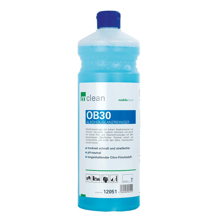 mclean OB30 Reiniger auf Alkoholbasis mclean OB30 Reiniger auf Alkoholbasis in einer blauen Flasche mit Etikett