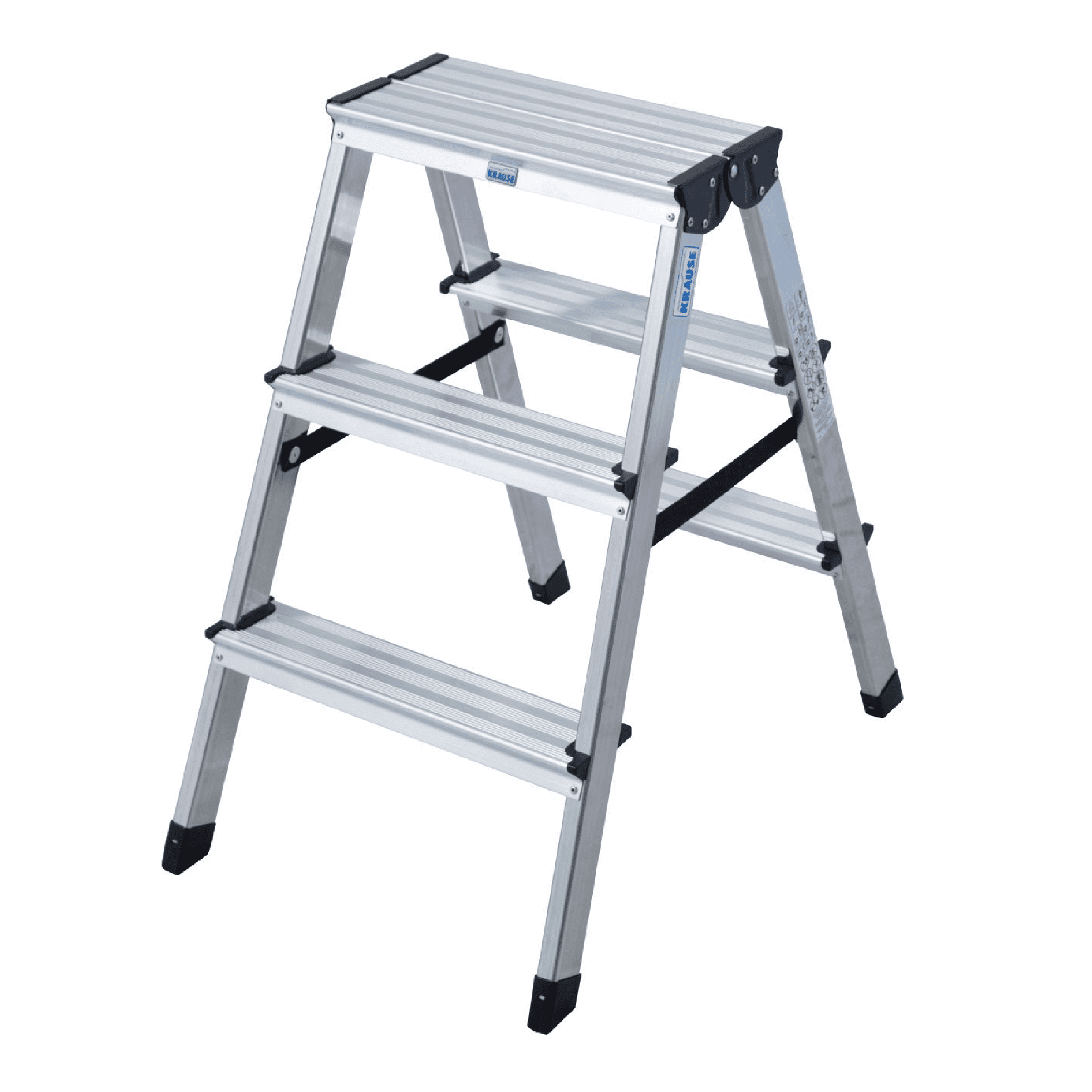 KRAUSE Aluminium-Trittleiter mit drei Stufen KRAUSE-Systems Aluminium-Stehleiter mit drei Stufen und stabilem Gestell.