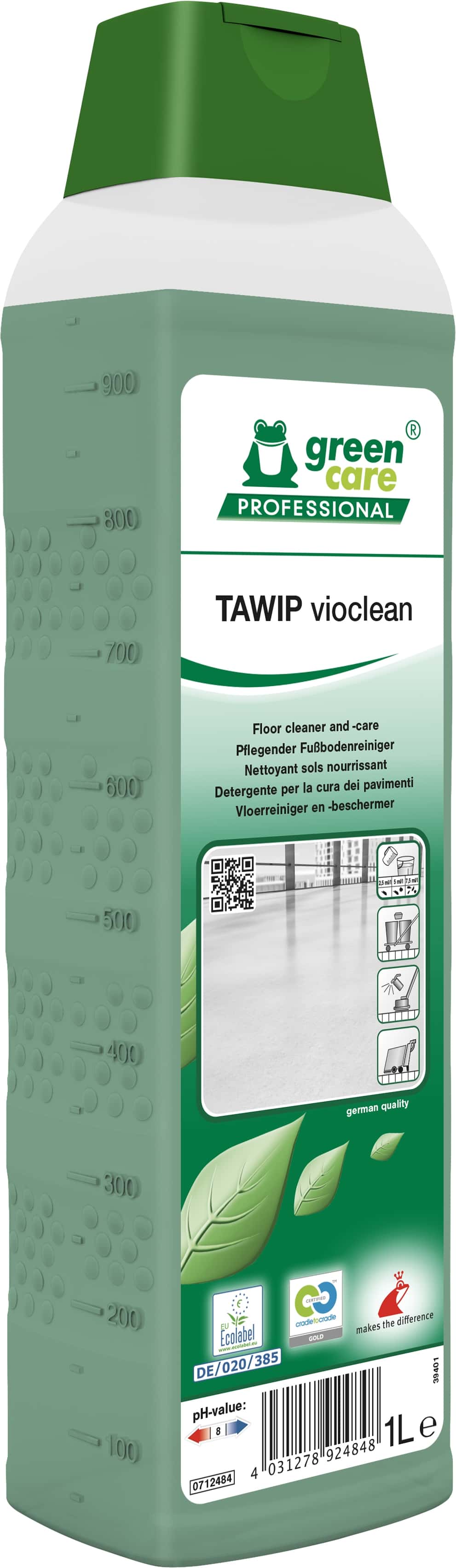 Green Care Professional Tawip vioclean Bodenreiniger Green Care Professional Tawip vioclean Bodenreiniger in der 1-Liter-Dosierflasche für die professionelle Bodenpflege