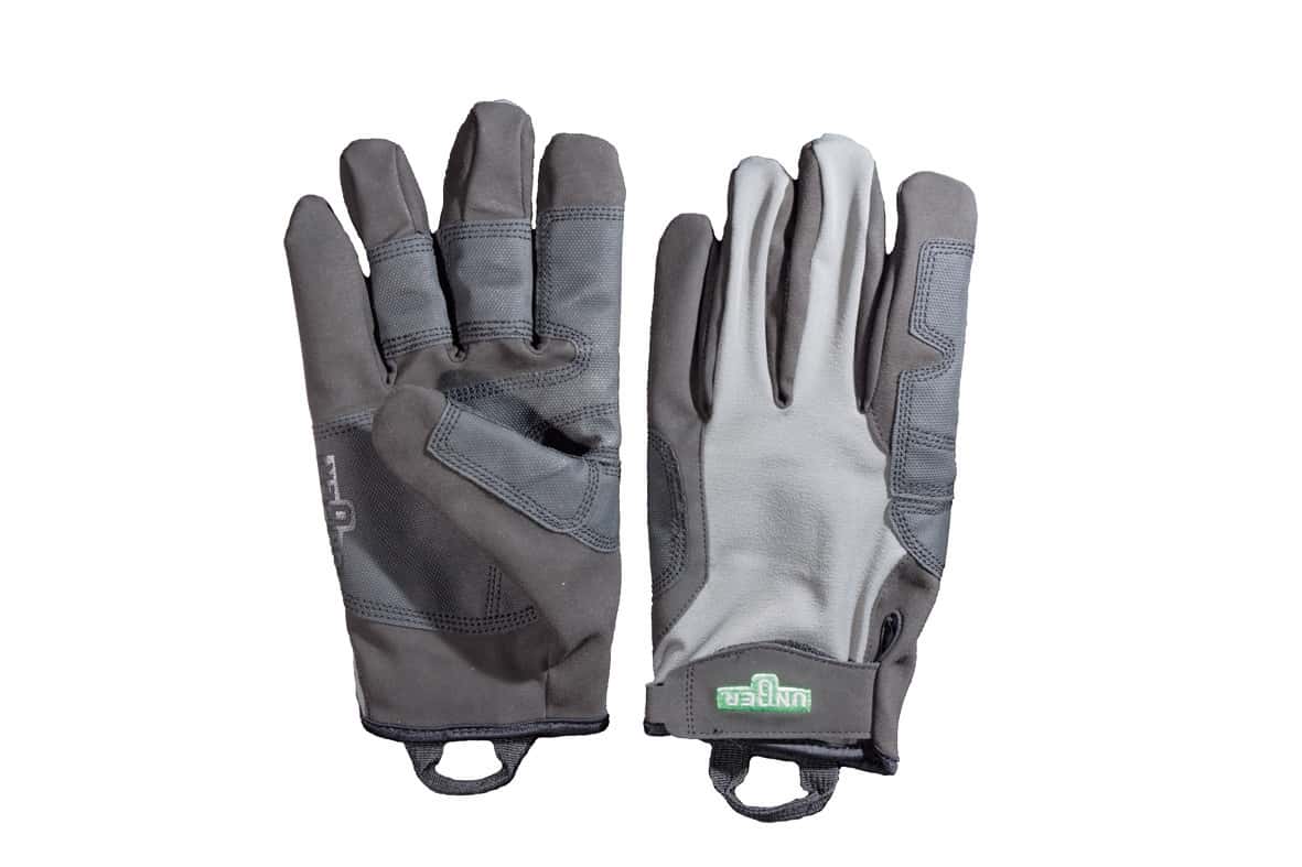 Professionelle Reinigungshandschuhe von Unger Professionelle Reinigungshandschuhe von Unger in Grau und Schwarz mit verstärkten Handflächen und verstellbarer Handschlaufe zum Reinigen