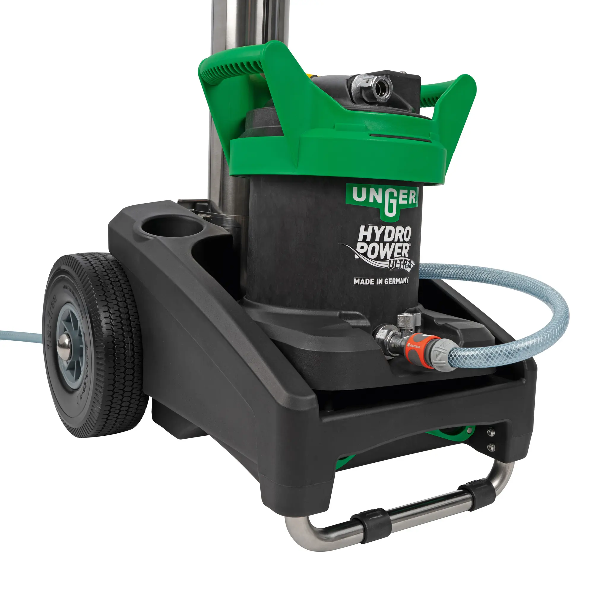 Unger Hydro Power Ultra Nasssauger mit grünem Griff und Schlauchsystem für professionelle Reinigung