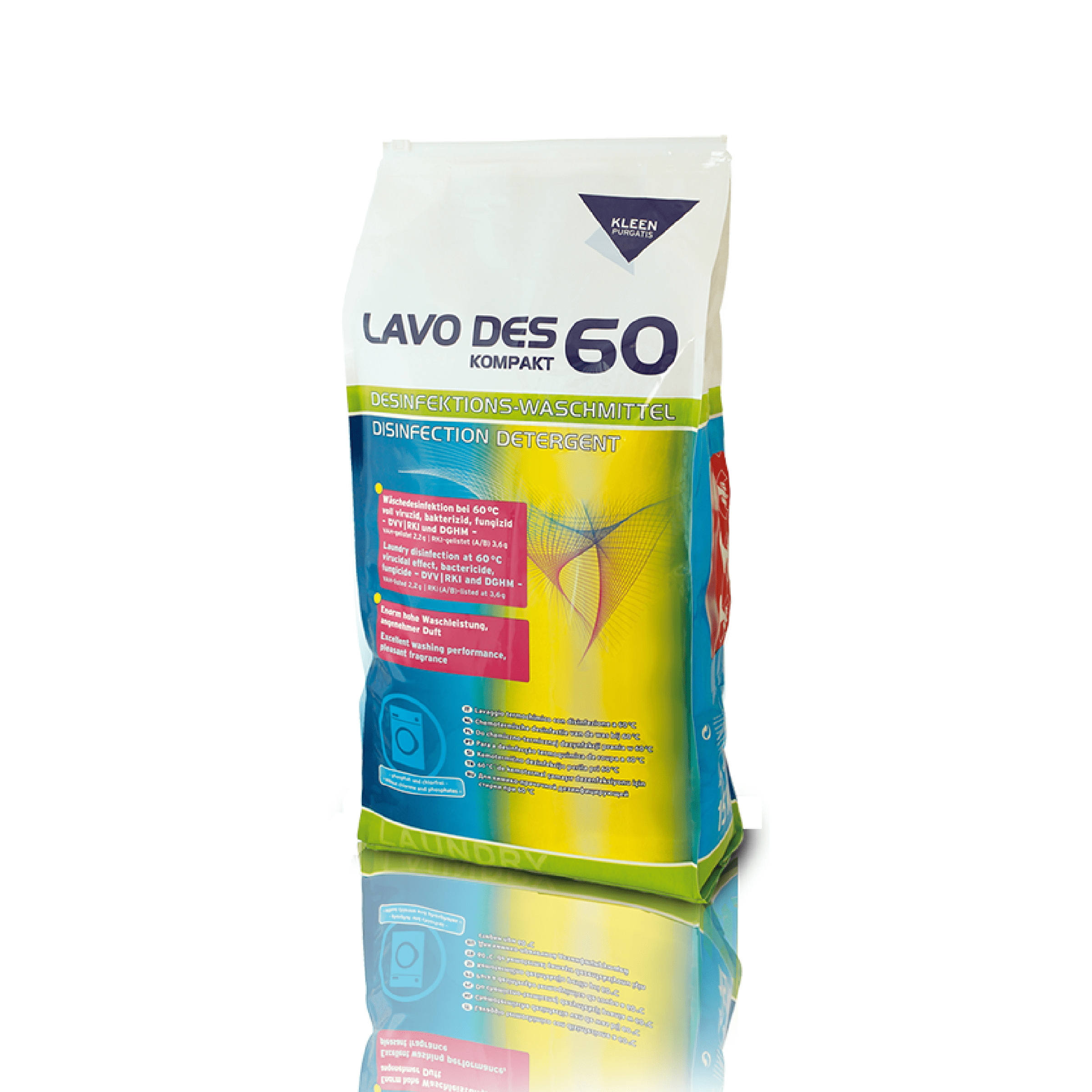 Lavo Des 60 Desinfektionsmittel Lavo Des 60 Desinfektionsmittel im kompakten Beutel mit sichtbarem Etikett.