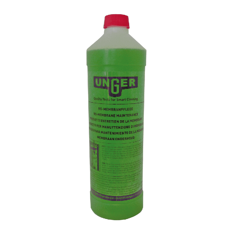 Unger RO Membranpflege Produktflasche Unger RO Membranpflegemittel in grüner Flasche mit rotem Deckel