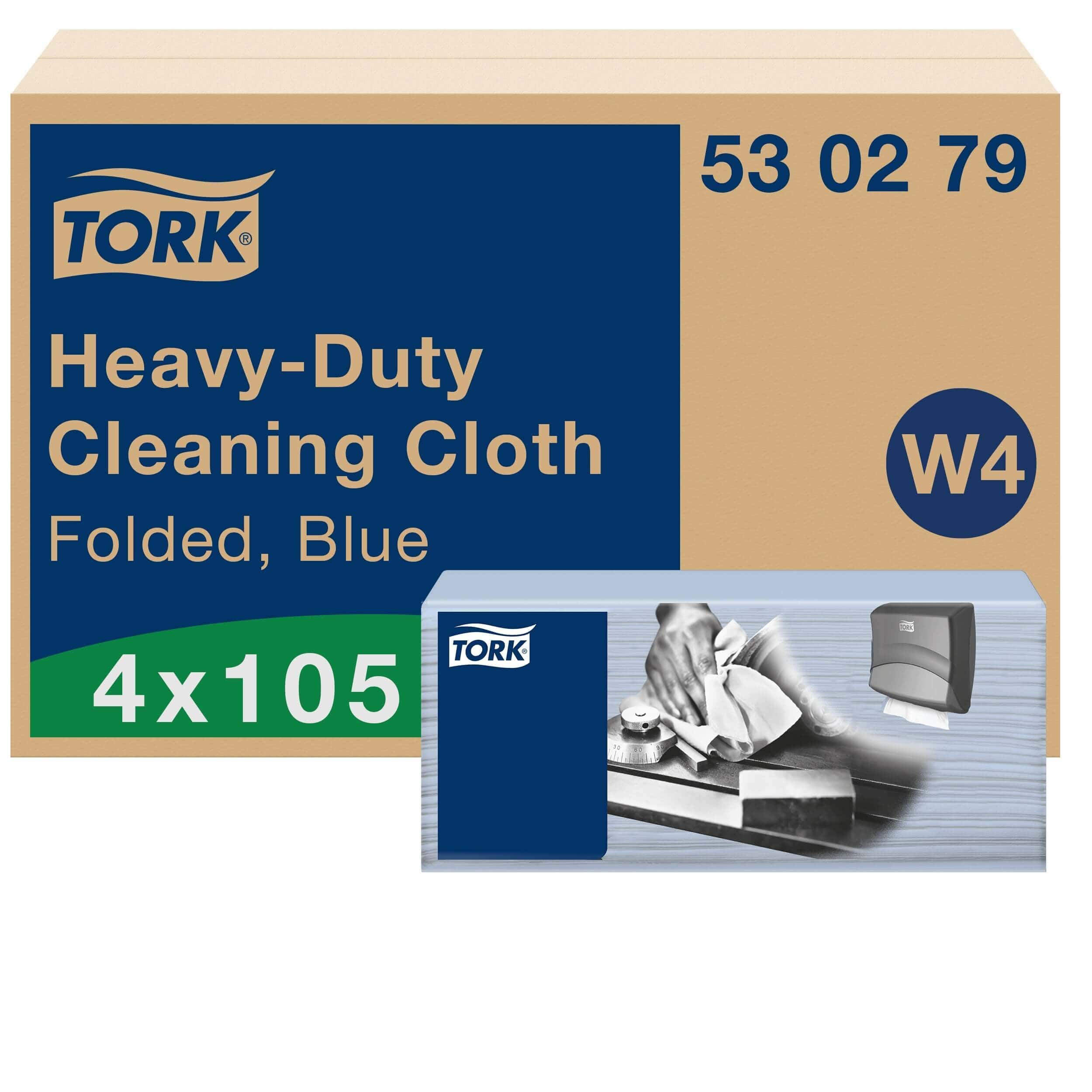 Tork Hochleistungs-Reinigungstuch Blau Robustes Tork-Reinigungstuch im blauen Faltformat, verpackt in einem Karton für die professionelle industrielle Reinigung