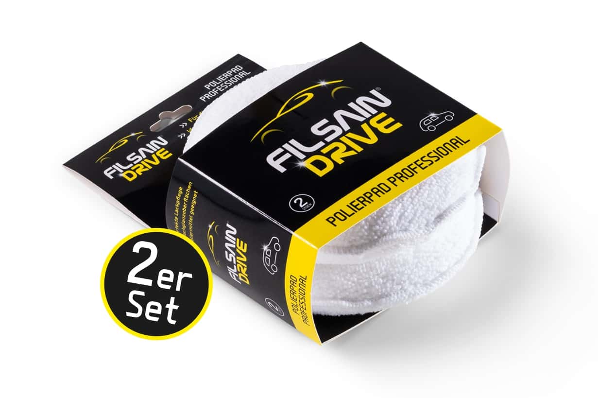 Filsain Drive Polierpad Professional 2er Set in schwarzer Verpackung für die Fahrzeugpflege Filsain Drive Polierpad Professional 2er Set in schwarzer Verpackung für die Fahrzeugpflege