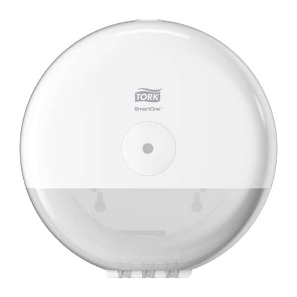 Tork SmartOne Mini-Toilettenpapierspender Tork SmartOne Mini Toilettenpapierspender in Weiß, Vorderansicht.